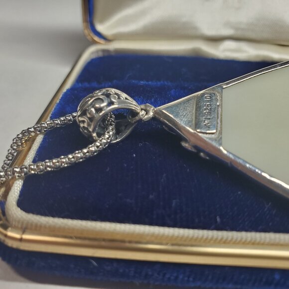 Large Mother of Pearl and Sterling Silver Pendant Necklace - Picture 11 of 16